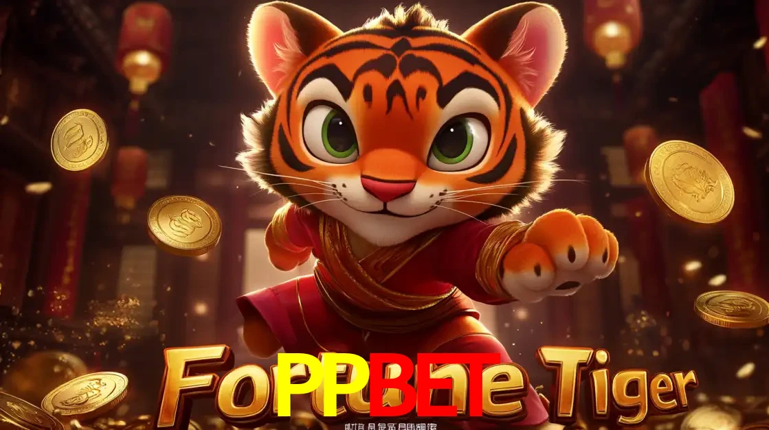 O carismático mascote do jogo de slot Fortune Tiger, um tigre fofo em pose de artes marciais, pronto para trazer sorte e multiplicadores de ganhos no cassino online PPBET.